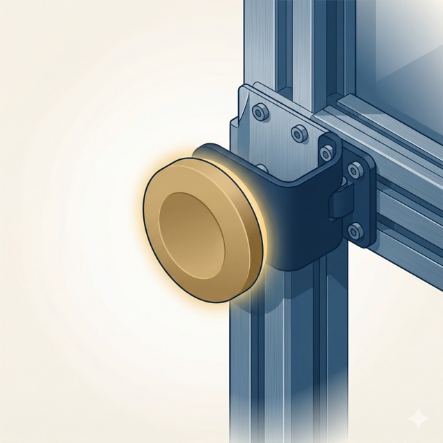 Bouton d'appel physique doré monté sur profilé aluminium