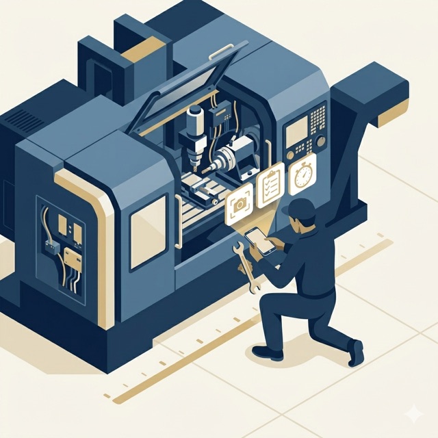 Technicien documentant l'intervention avec mobile et outils