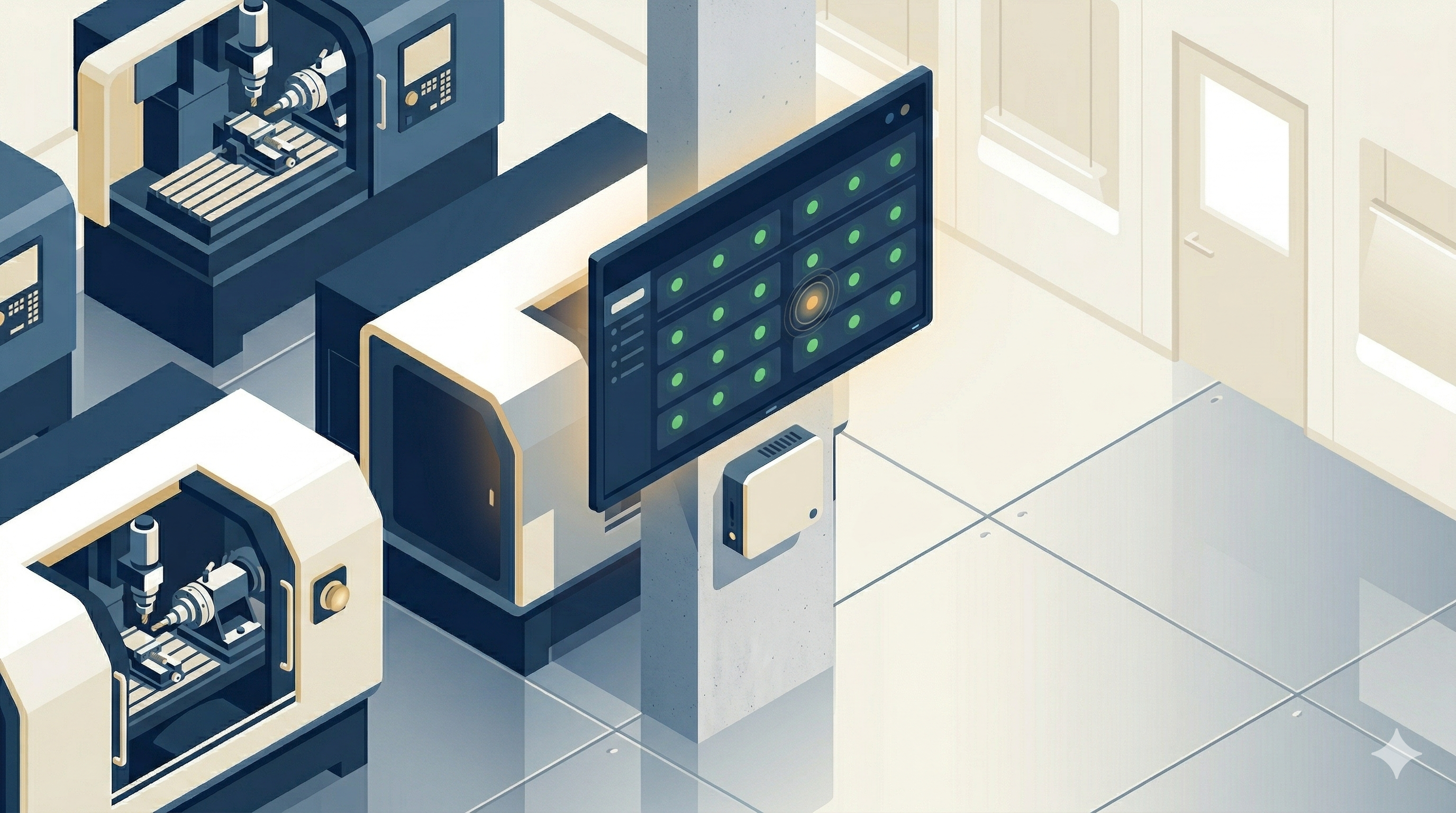 Écran TV atelier avec statut des machines en temps réel